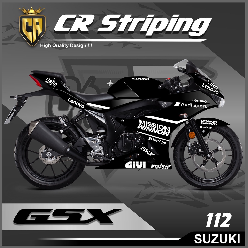 Pegatina de corte GSX 150r - pegatina de accesorios de motocicleta GSX 150r Schotlite pegatina de corte rayas Lis variación GSX Gold holograma |Código 112