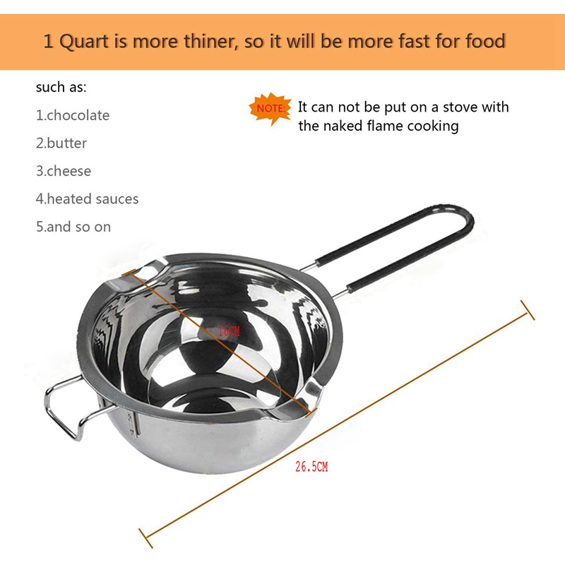 Butter Caramel and Candy- Steel Melting Pot Heat-Resistant Handle for Chocolate SNOWINSPRING 2-Pack Stainless Steel Double Boiler 2 Cup Capacity Cheese Universal Pad