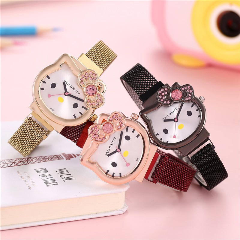 Hello Kitty Hebilla Magnética Para Mujer Reloj De Cuarzo Colgante Accesorios
