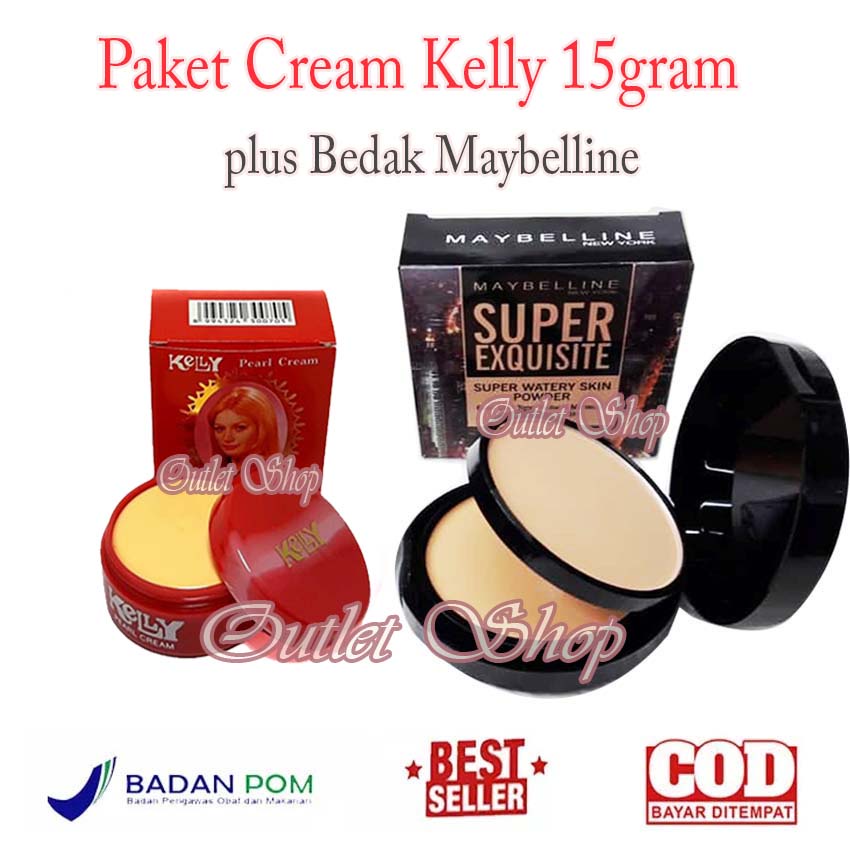 Kelly cream Pearl Package 15gr (Kelly cream) Plus Maybelline Powder Super Equisite 2in1 (polvo sólido y húmedo)