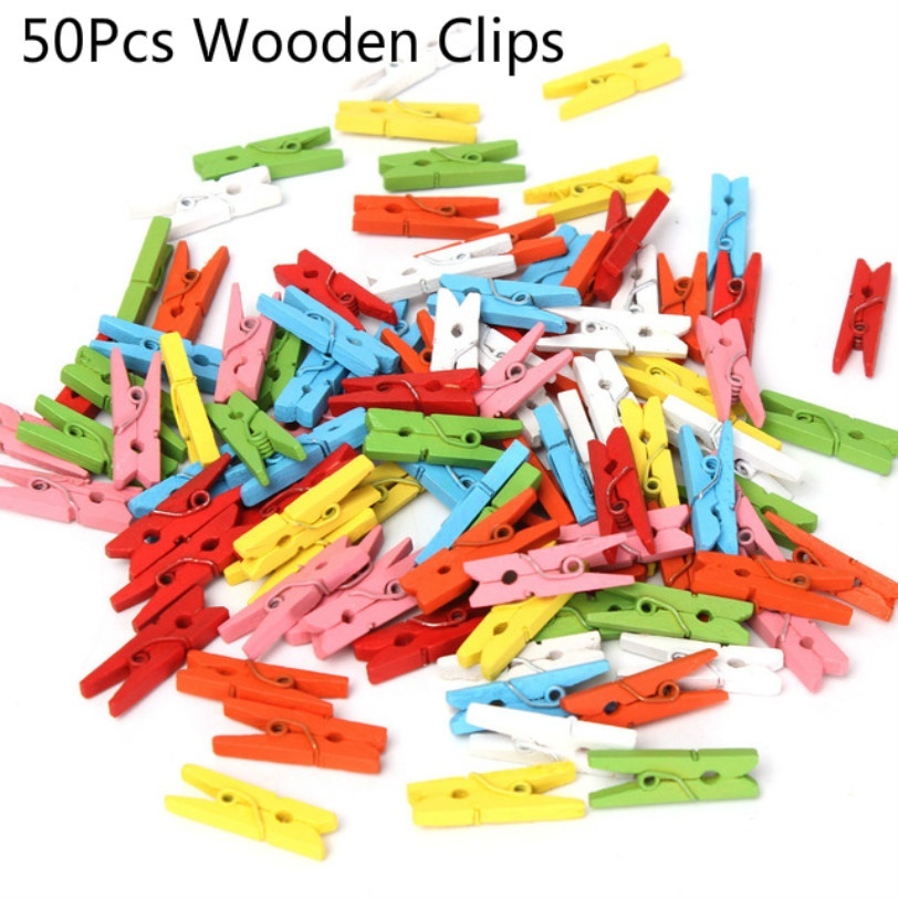 50 Pzs Mini Pinzas De Madera Para Manualidades/Ropa/Papel/Fotografía/Clips  De Primavera | Shopee México