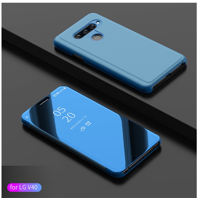 Caler Cover Compatible With LG V30/V30 Plus/V30S ThinQ Mirror Case Smart Wallet Flip Silicone Transparent Leather Case Bumper Folio Protector Cover Mirror Holder Shell 