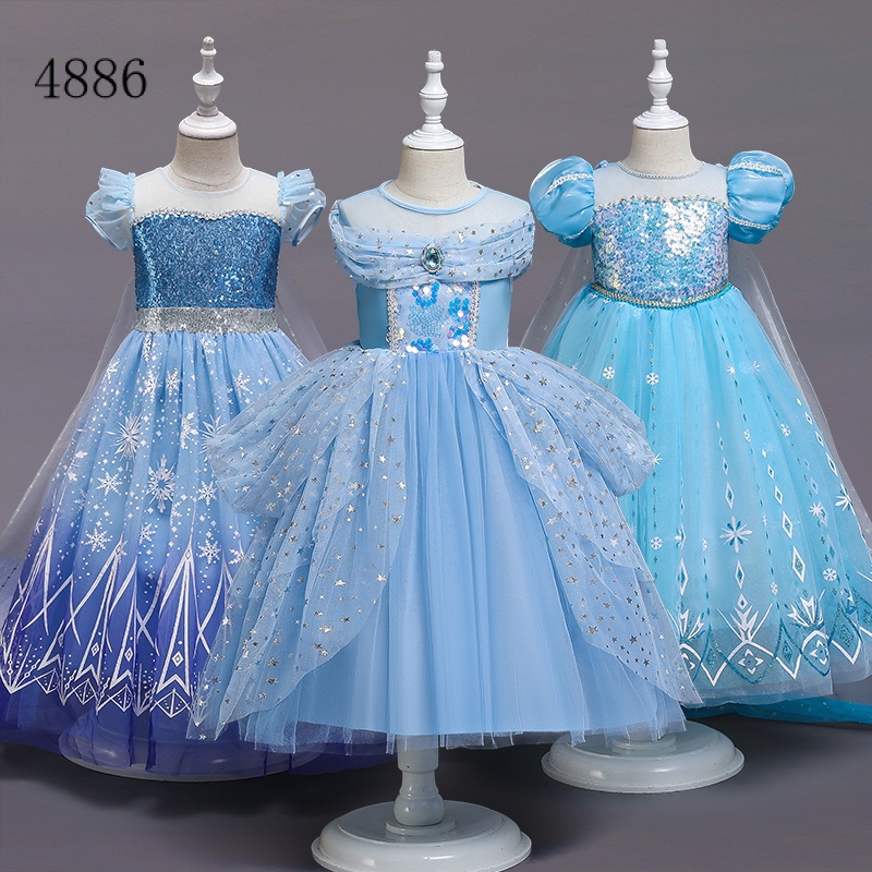 Vestido Princesa Larga Fiesta De Cumpleaños Halloween Cosplay Elsa Frozen Disfraz 4886 | Shopee