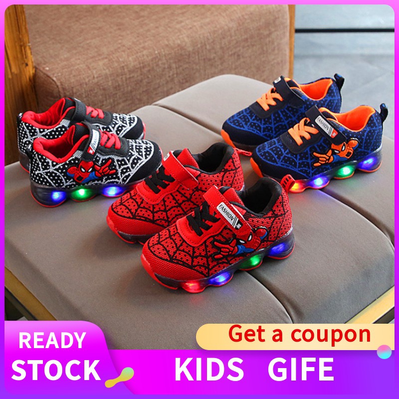 Spiderman Zapatos De Los Niños De LED Moda Niña Salvaje Zapatillas De | Shopee México