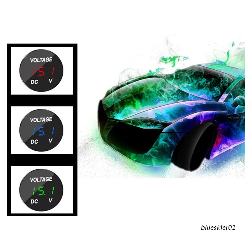 Voltímetro Auto Moto Multifuncional 2in1 Medidor Digital LCD Indicador de nivel de combustible 