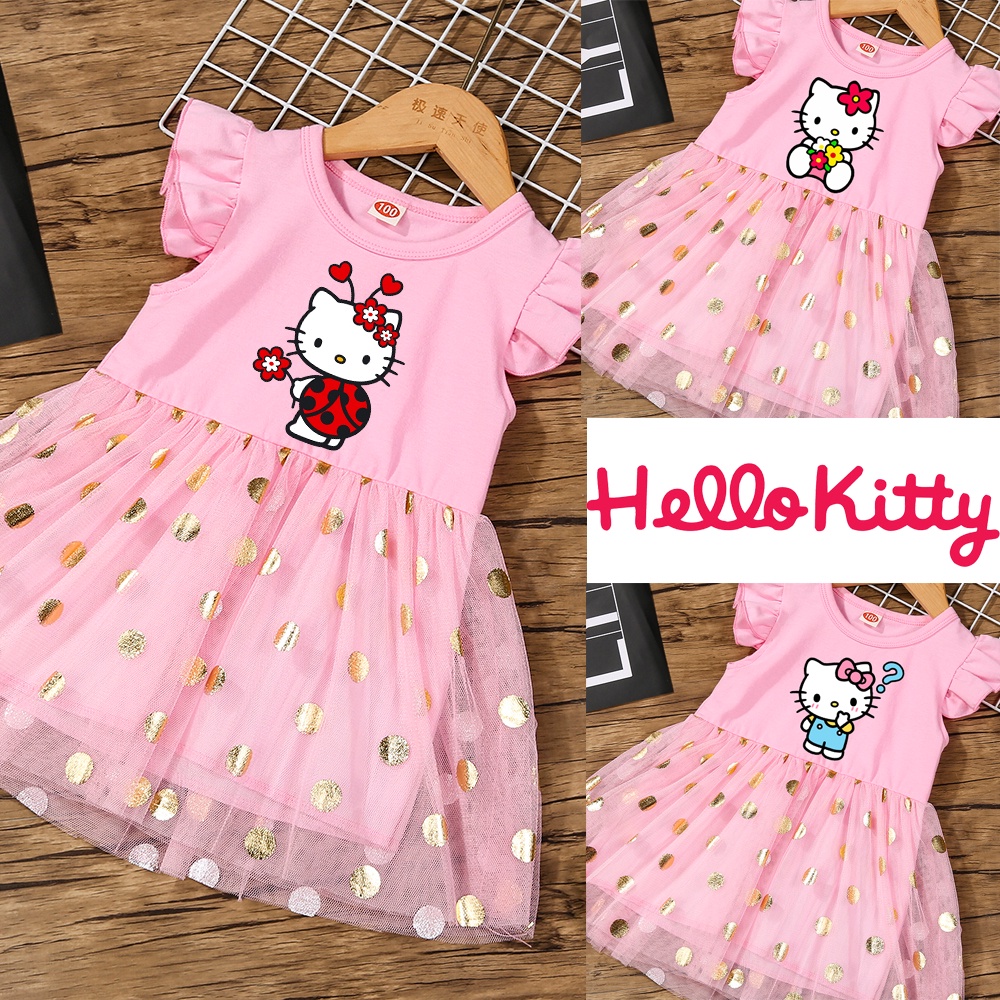 Precioso Vestido De Impresión De Gato De Gatito Para Bebé Niña Rosa Hello  Kitty Malla De Boda Fiesta Princesa Ropa :80