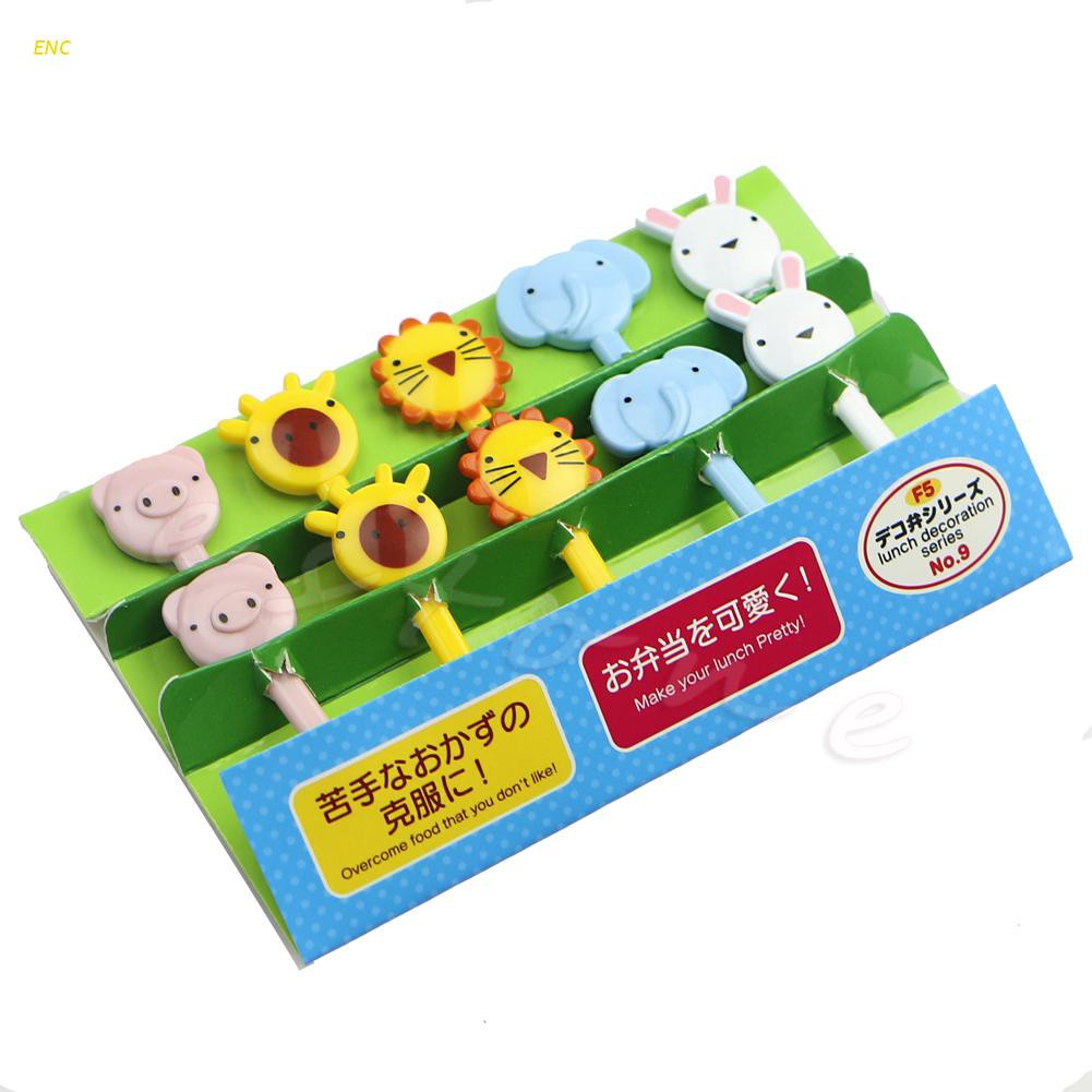 WE-WHLL 10 pièces Mini Kawaii Animal Farm Bande Dessinée De Fruits Cure-Dents Cure-Dents Bento 