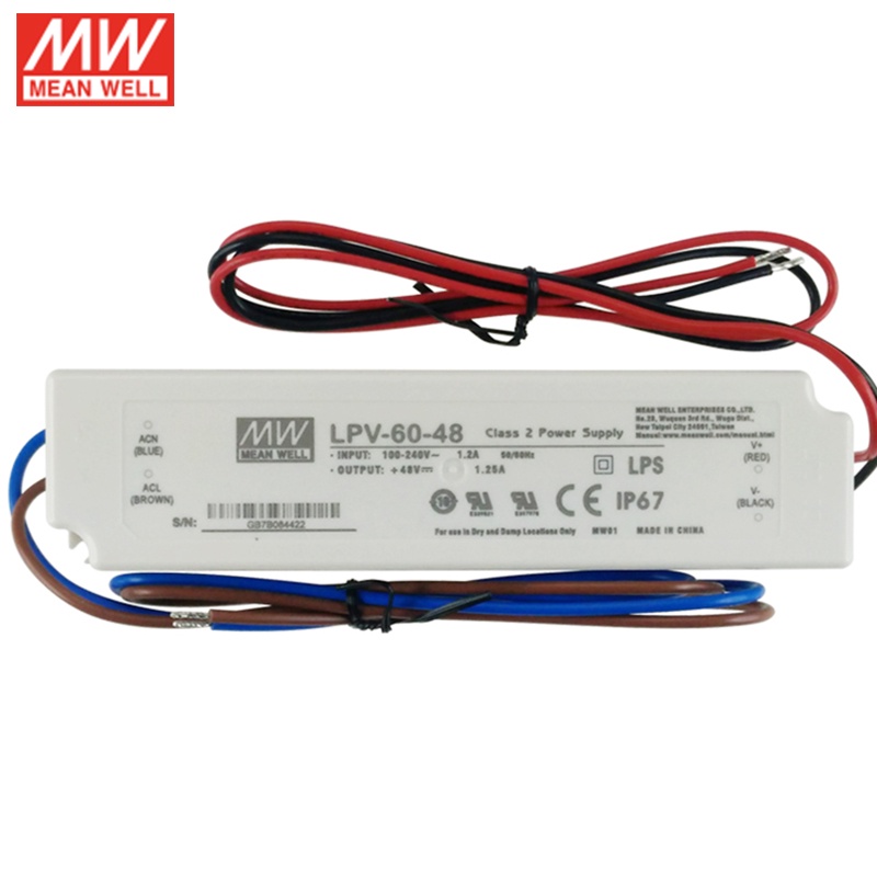 LED Fuente de alimentación 60W 48V 1,25A ; MeanWell LPV-60-48 