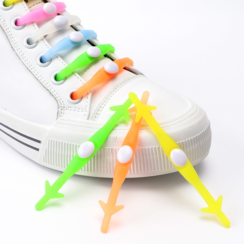 Stock Listo ! Cordones De Silicona Sin Aros Para Zapatillas De Deporte Expandidos Elásticos Lazo Para Niños Adultos Zapatos Reflectantes De Fluorescencia Bandas Goma Para De Encaje 12 Unids/set
