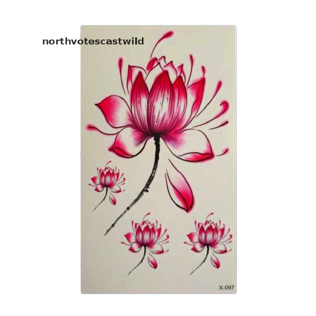 ncvs impermeable flor de loto tatuaje pegatinas florales patrón temporal  arte corporal tatuaje salvaje | Shopee México