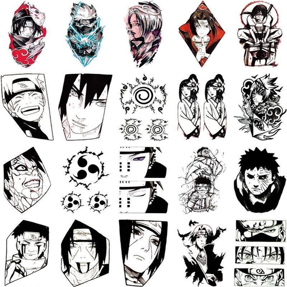 20 Hojas/Conjunto Pegatinas De Tatuaje De Naruto Anime Dibujos Animados  Kakashi Tatuajes En Blanco Y Negro Línea De Brazo Flores Impermeable  Duradera | Shopee México