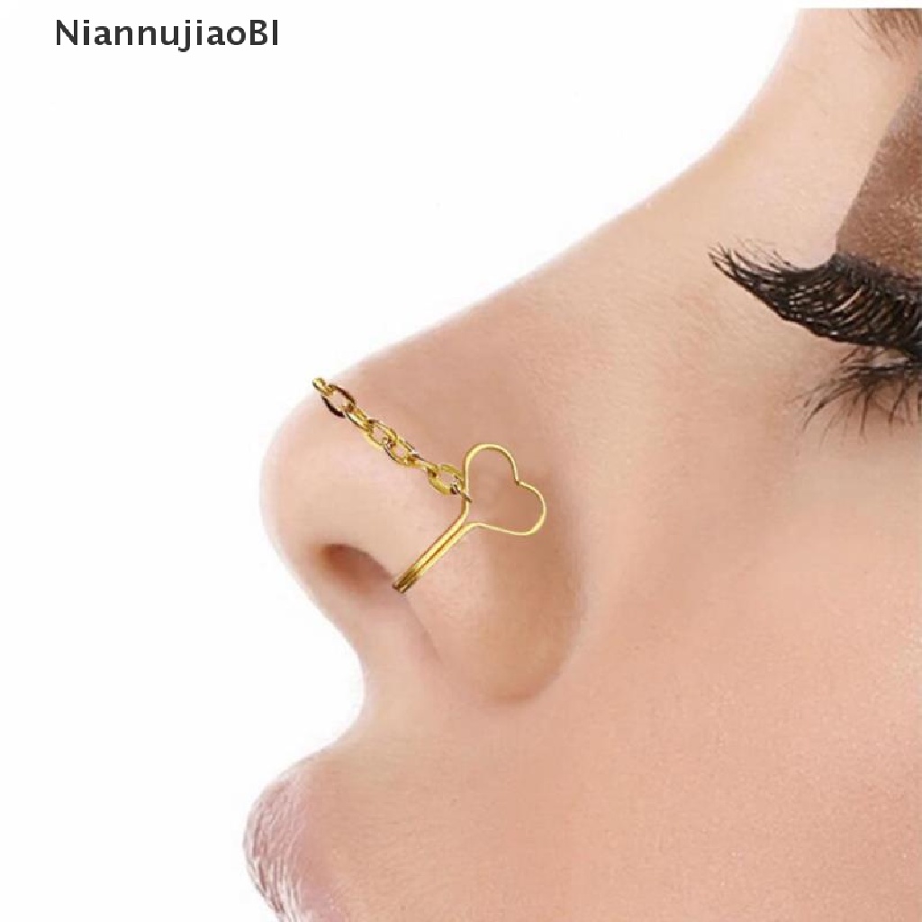 Señora nasenclip piercing Fake-piercing clip con corazón y Glitter-Opal