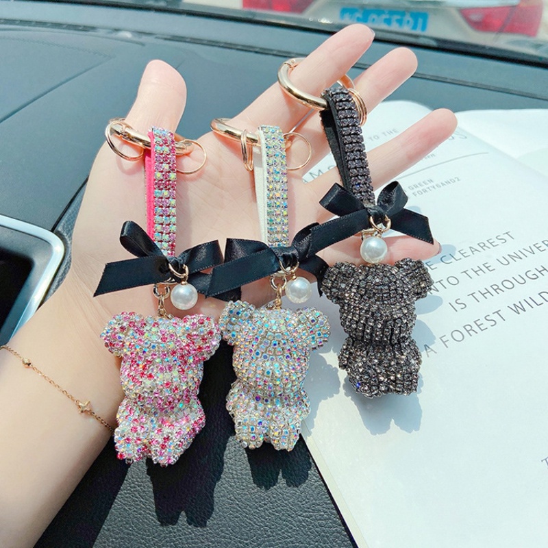 Llavero De Oso De Diamante Completo De Dibujos Animados Lindo Lazo 