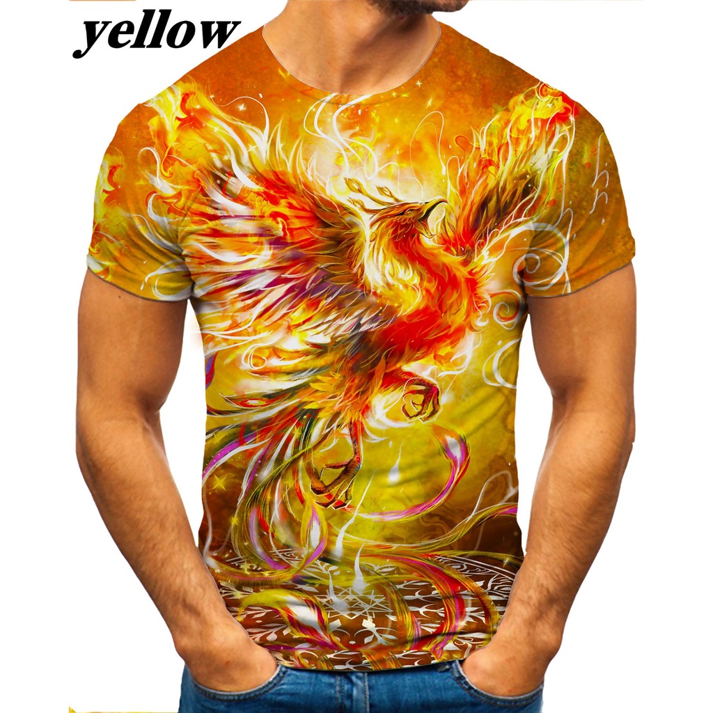 Feng Cara de León en 3D Digital Print Verano Hombres de Cuello Redondo de Manga Corta Camiseta Top,L 