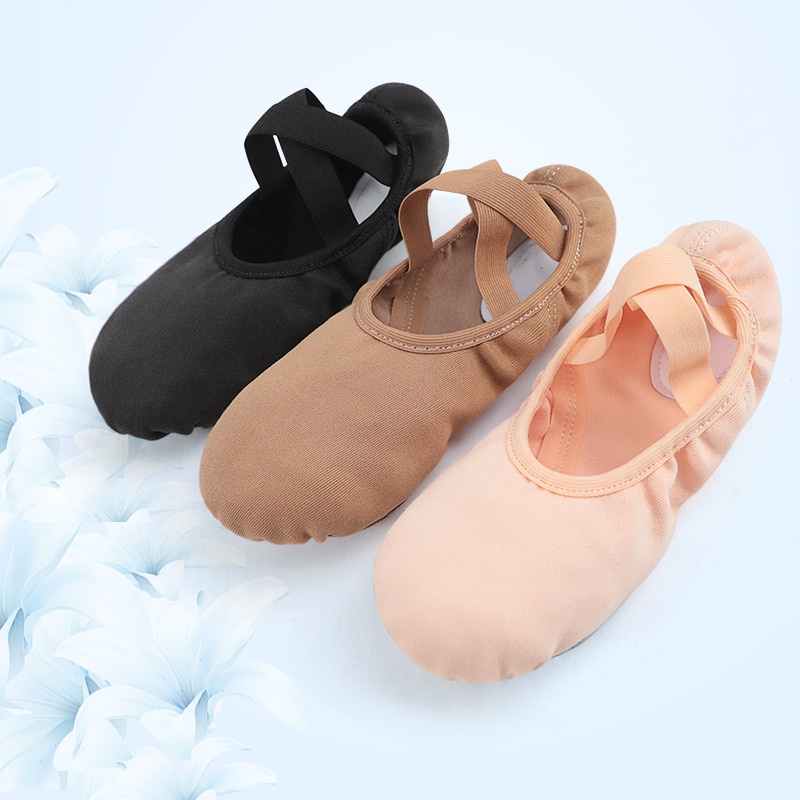 las mujeres niñas zapatos de ballet de ballet tramo de lona dividida suela suave tela elástica profesional zapatos de ballet zapatillas de baile | Shopee México