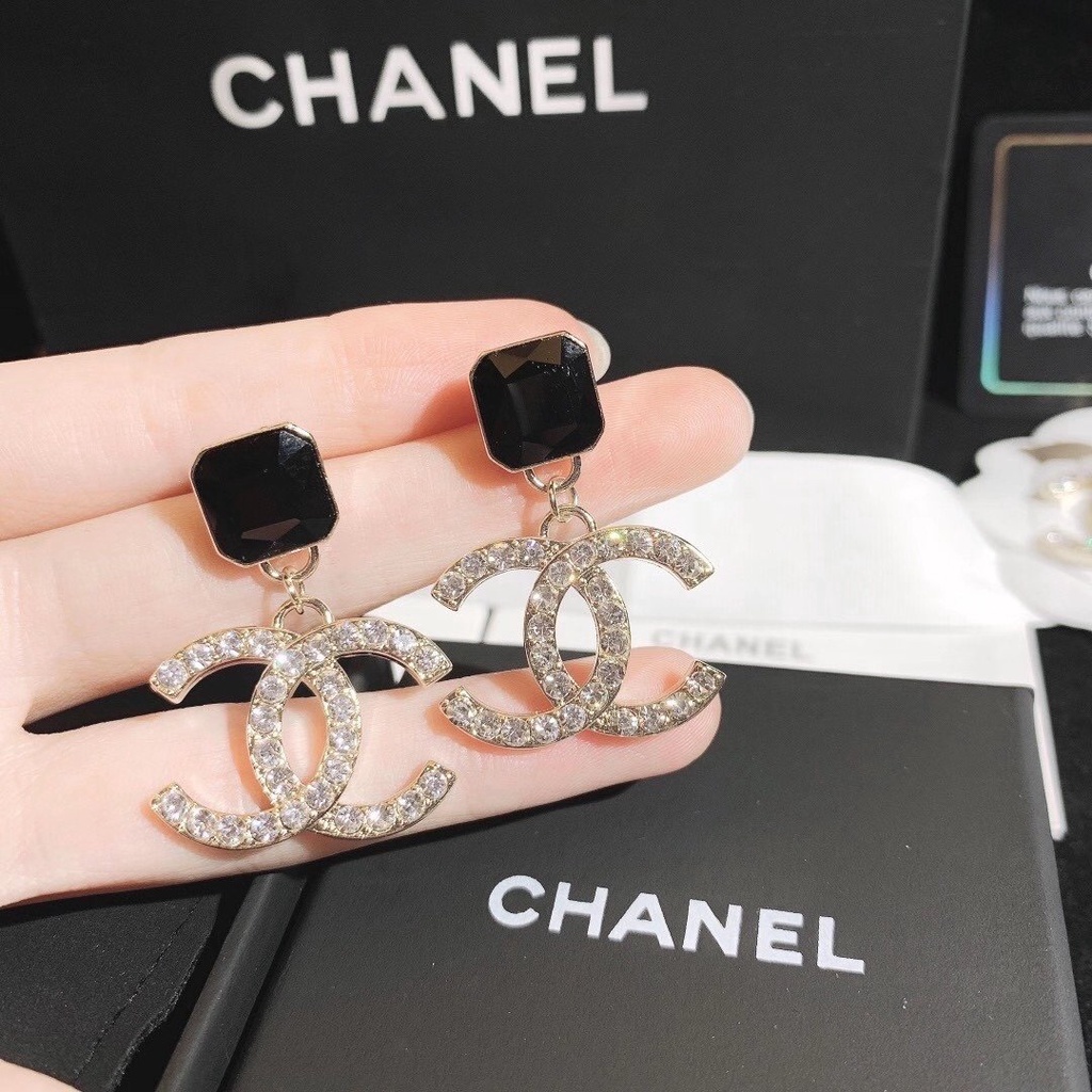 Aretes Chanel Con Letras De Acero Titanio Con Logotipo Doble CC Joyería  Para Mujer | Shopee México