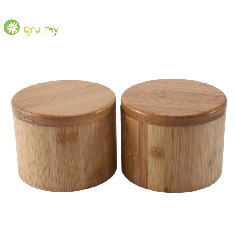 2 cajas de almacenamiento de sal caja de madera de bambú caja de