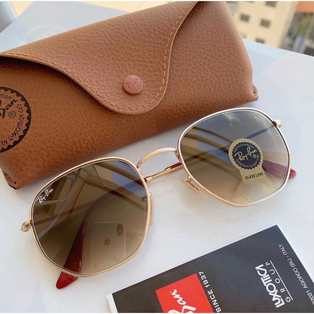 ray ban hexagonal marron