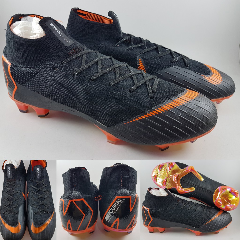 Nike Mercurial Superfly 360 Elite FG negro naranja zapatos de fútbol Shopee México