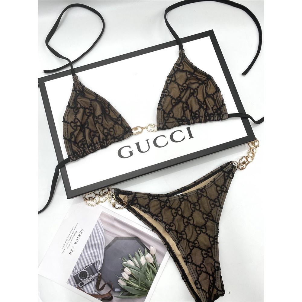 Organizar paleta Peaje Diseño De Marca De Lujo Gucci Lencería Sexy Mujer Cadena De Encaje Ropa  Interior Bikini Body Bralette Balconette | Shopee México