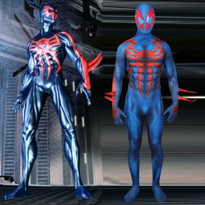 Adulto 2099 Spiderman Azul Traje De Batalla Medias Cosplay Disfraz De Los Hombres Mono Niños 7827