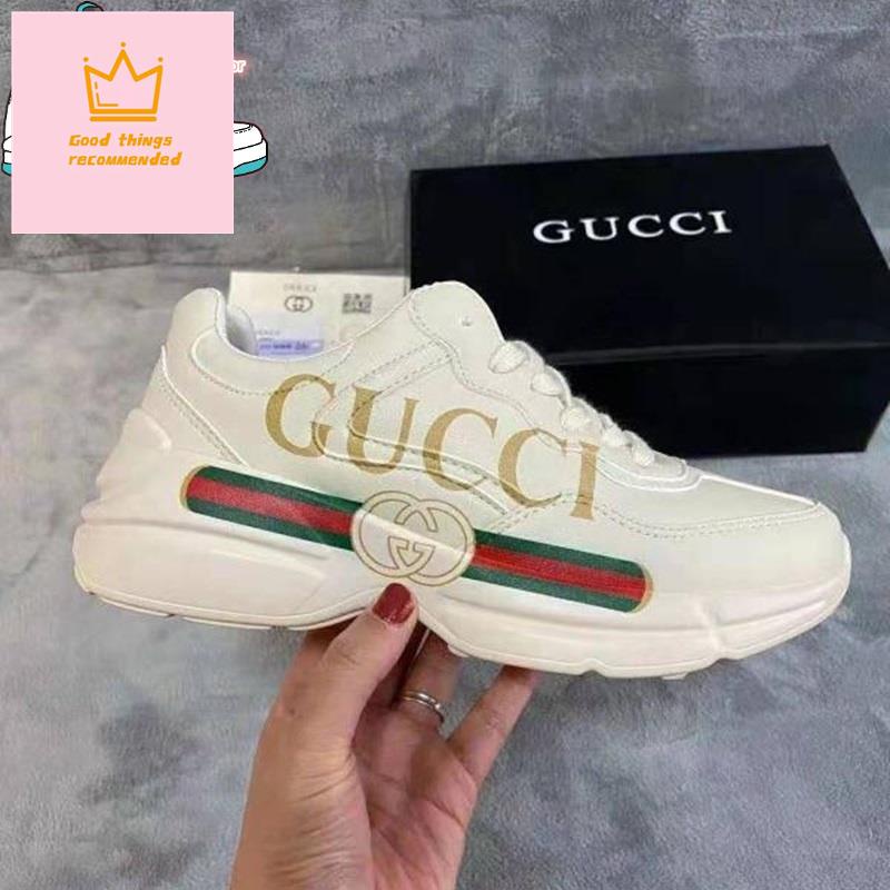 Hr] Gucci zapatos Gucci zapatos mujeres bajo parte superior zapatillas de deporte viejo papá zapatos Casual deportes zapatillas Gucci zapatos planos hombres mujeres Gucci zapatillas de deporte modernas versátiles zapatos kasut