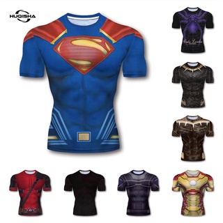 HOOLAZA Avengers Super Heroes Hombres Camiseta de compresión Spiderman Tops Fitness 