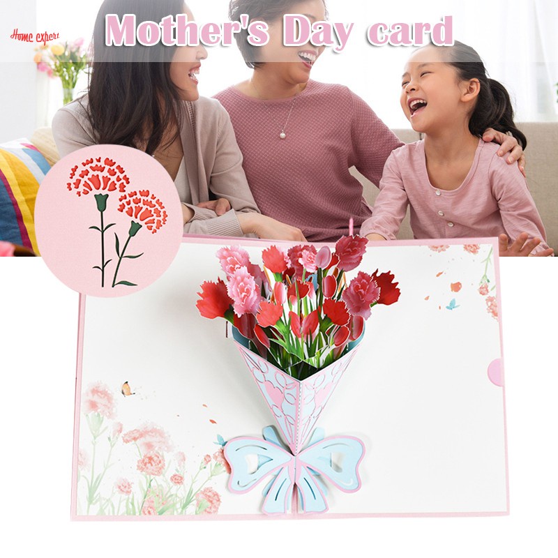 Carnation Handmade 3d Pop Up Thank You Card Thanksgiving Cards Mother S Day Greeting Gift Cards With Envelope For Mom Shopee Mexico