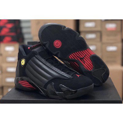 tenis jordan 14 negro con rojo