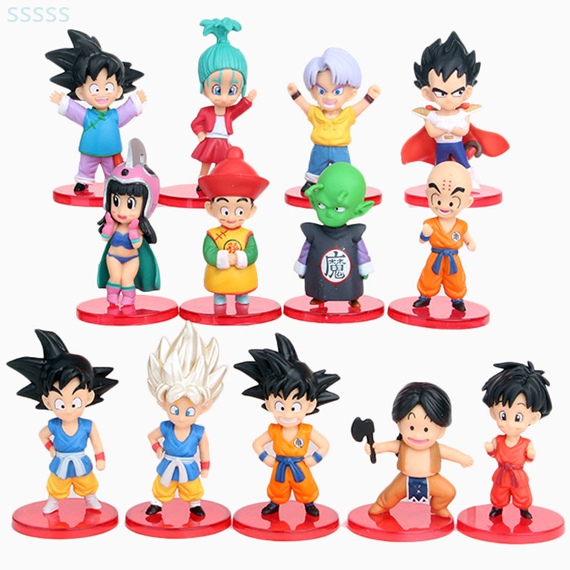 13 Piezas/kit Dragon Ball Son Goku Modelo Trunks Vegeta Bulma UPA Figuras De Acción Anime Juguetes Coleccionables