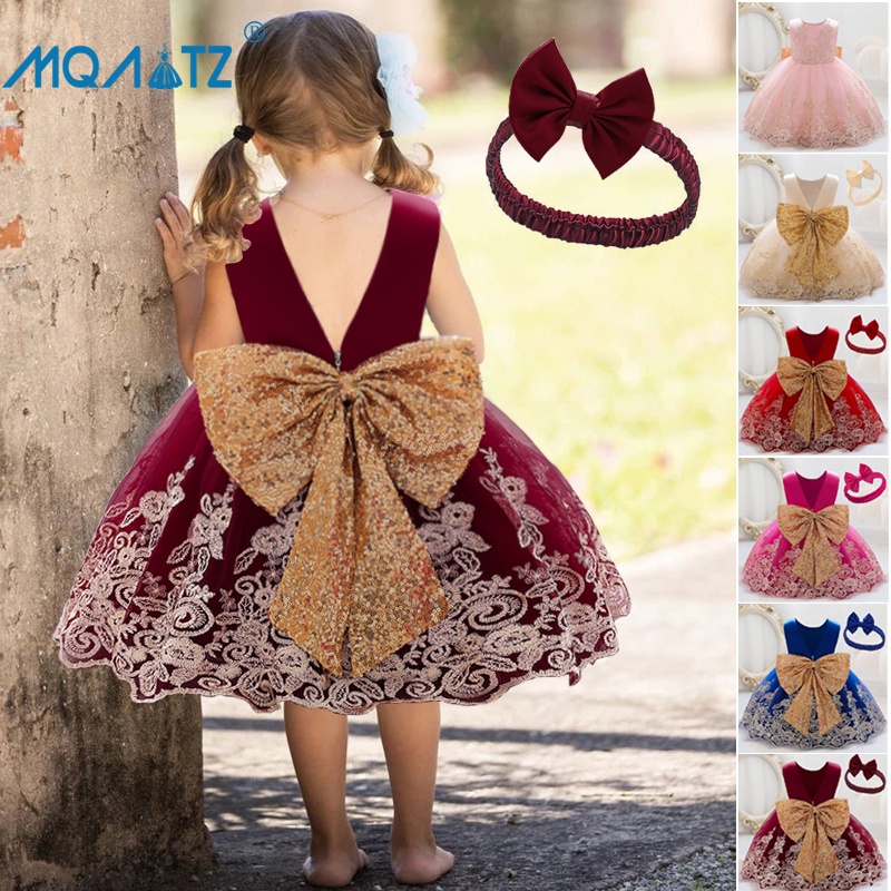 MQATZ 2022 Ceremonia Para Recién Nacido Bautismo Infantil 2 1 Año Vestido De Cumpleaños Para Bebé Niña Ropa Vestidos Fiesta Arco Dorado Niño Sin Mangas Niños Clohtes | Shopee