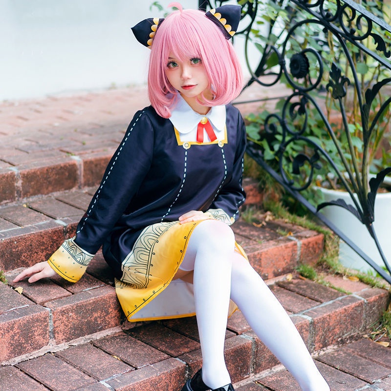 Anime Espía X Familia Cosplay Disfraz Anya Forger Negro Vestido Niñas