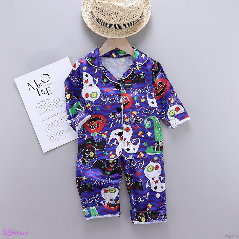 Verano Bebe Ninos Ninas Ninos Halloween Impresion Ropa De Dormir Conjunto De Manga Larga Blusa Tops Pantalones De Sueno Shopee Mexico