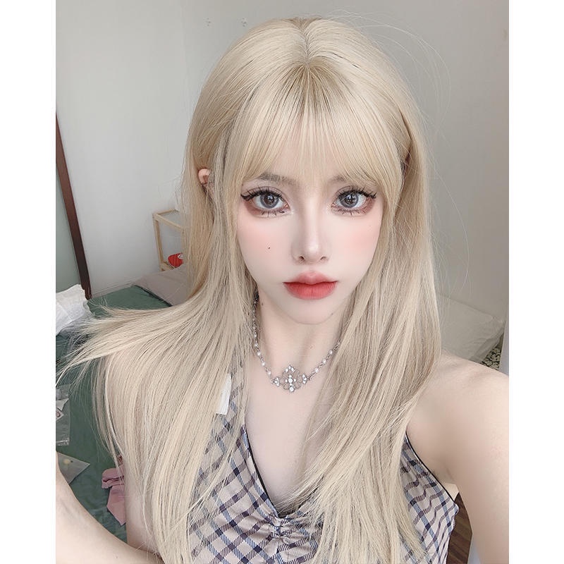 Buen Peinado] Peluca De Platino Mujer Pelo Largo De Verano Recto Lolita  Anime cos Falso Natural Full Headgear NOIL | Shopee México