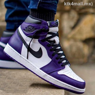 Stock Colores Nike Air Jordan 1 Coury purple/high flat top Zapatos/Hombres Y Wom De Tenis Casuales 3ABS | Shopee México