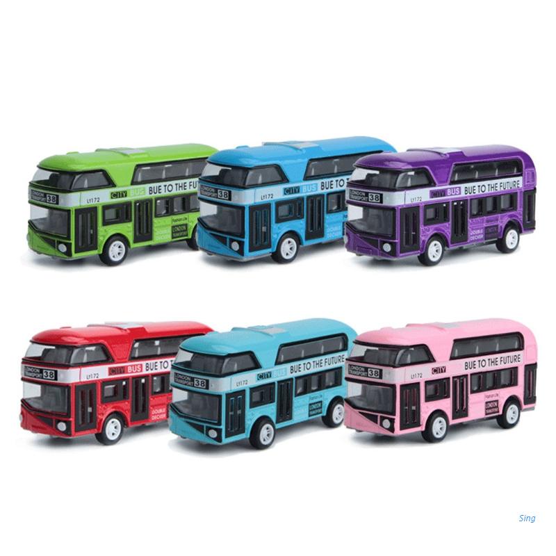 coche de juguete para niños pequeños modelo de autobús de doble piso niños y niñas iFCOW Juguete de autobús de ciudad para niños escala 1:50 con luces y aleación de sonido 