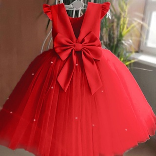 Wfrv Bebé Princesa Vestido De Fiesta Para Niño 1er Cumpleaños De Tul De Novia Rojo Navidad | Shopee México