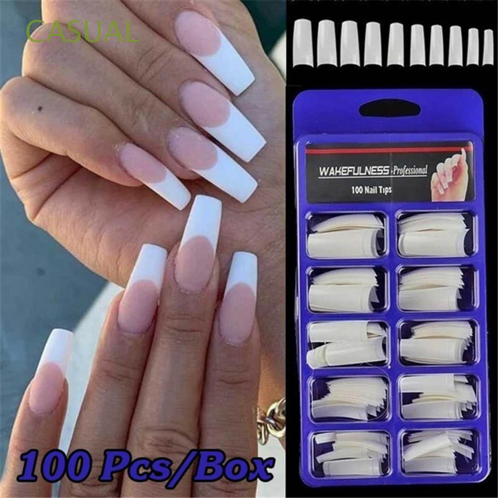 Casual 3colors Fake Nails Diy Manicure False Nail Tips French Half Style Uv Gel Acrylic Beauty Tools Shopee Mexico