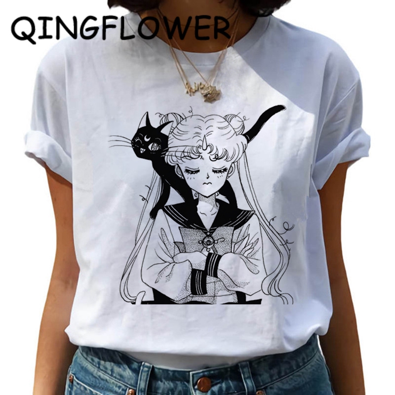 sailor moon otaku Ropa Divertida Camiseta De Dibujos Animados Impresa  Algodón animal Femenino Arco Iris Mujeres top streetwear 80s | Shopee México