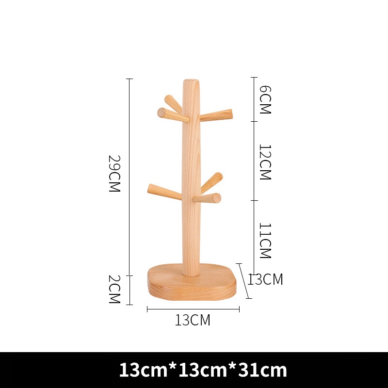 adecuado para cocina base cuadrada 13 x 31cm, madera, 1 pieza Árbol de madera para tazas con seis ramas Árbol de Madera de la Taza bar restaurante kiptyg Soporte de taza de árbol de copa 
