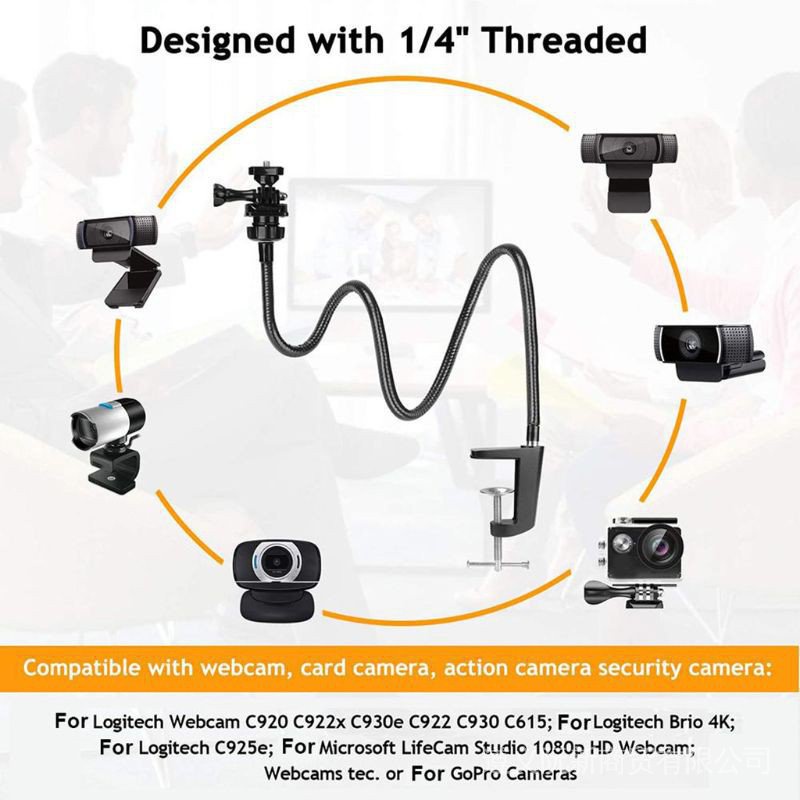 C930 C930 Soporte de sujeción para cámara Webcam de Cuello de Cisne para Logitech Webcam Brio 4K C925 C922 C920 C615-13,3 Pulgadas de Longitud C922x 
