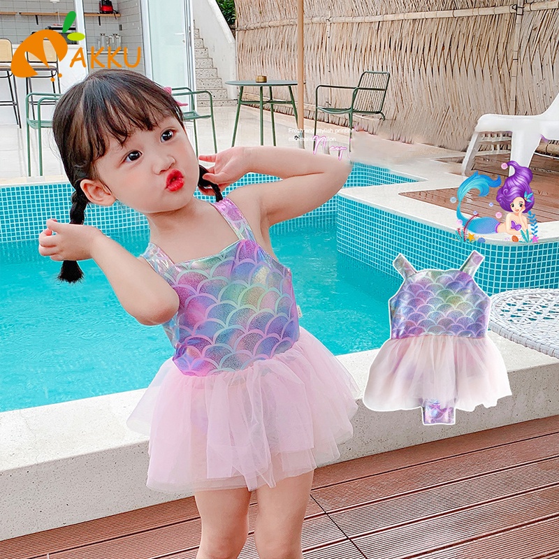 Risa Oír de Suavemente Traje De Baño Para Niñas Niños Coreano Diseño Lindo Sirena Arco Iris Ropa  De Bebé Trajes AKKU | Shopee México