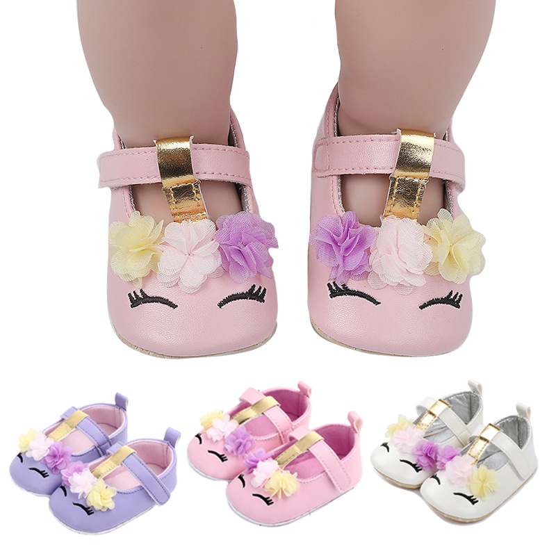 Zapatos De Unicornio Para Niños Pequeños Flores De Cuero De PU Suela Suave Princesa Zapato Bebé Niñas Primavera Otoño Primeros Caminantes 18M | Shopee