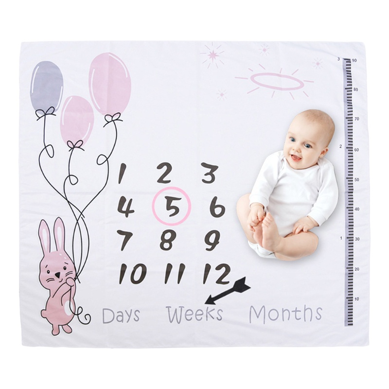 70 x 102cm Manta Milestone Bebé Manta de Fotografía Suave Dibujos Animados Manta para Recién Nacido Cobija Mensual 