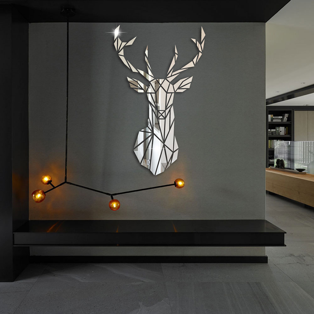 destacado ]3D Deer Head Acrylic Mirror Wall Stickers/Geometric Clipping Elk  Self-adhesive Stickers Removable Decal/TV Background Mural Bedroom Home  Decor | Shopee México