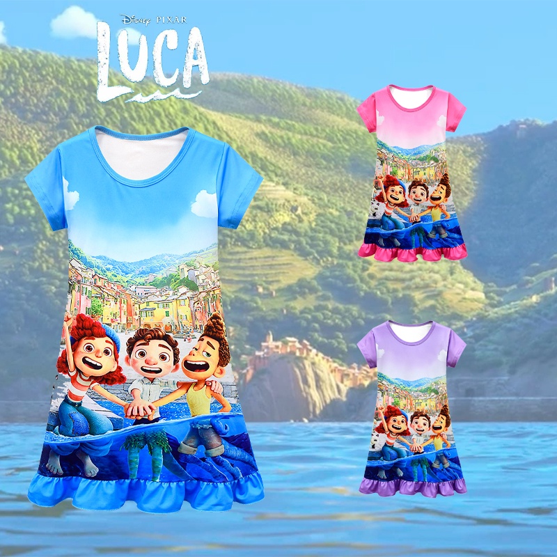 Disney Pixar Pelicula De Dibujos Animados Luca Alberto Cosplay Disfraz De Verano De Los Ninos Pijamas Vestido De Ninas Falda Vestido Raya Princesa Nina Regalos Acogedor Shopee Mexico