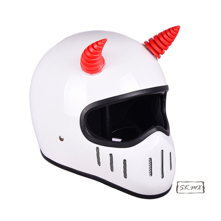 Motocicleta Casco diablo rojos cuernos casco orejas decoración sencilla instalación 