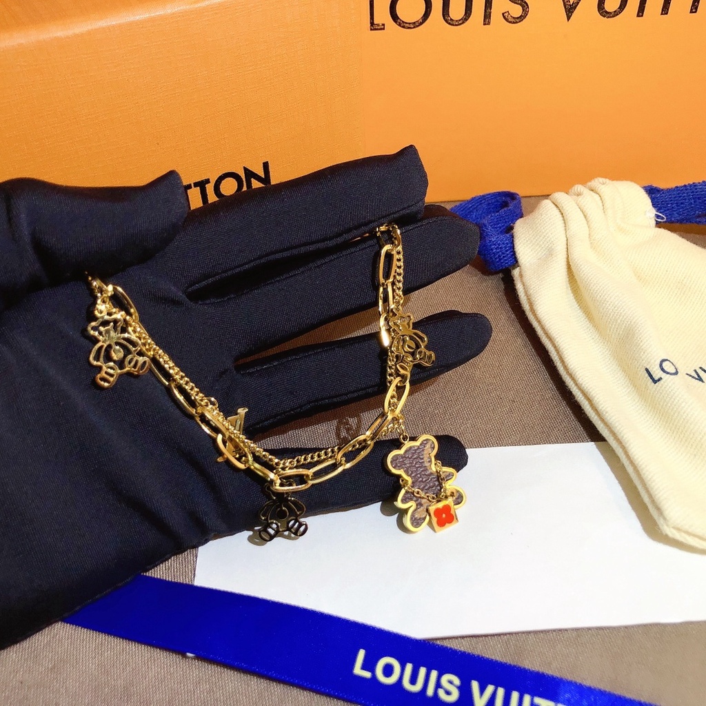 Casual Louis Vuitton Pulsera Delicada Brazalete Hueco LV Monogram Letra  Logo Pulseras De Acero De Titanio