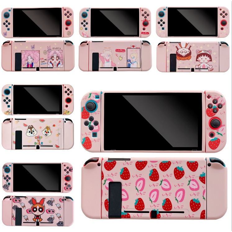 Nintendo Switch Oled Caso NS Interruptor De Dibujos Animados Rosa Fresa ...