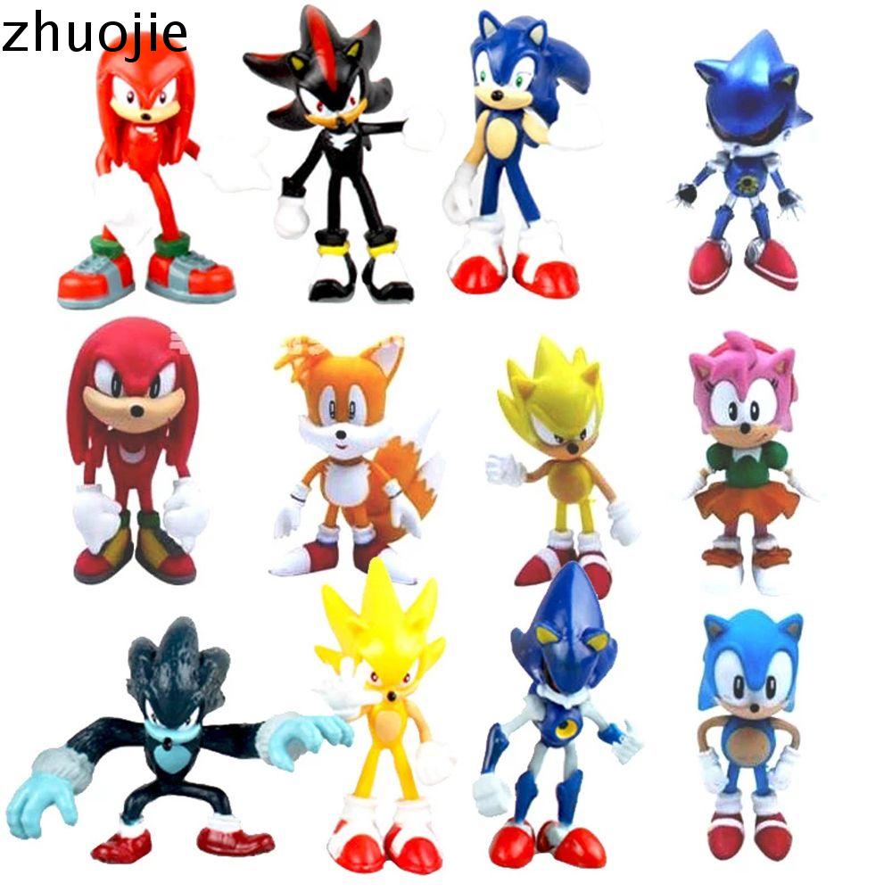 6 Piezas Mini Juguetes Sonic,Sonic Decoracion para Pastel,Sonic The Hedgehog Mini Figuras Set,Juguetes de Sonic,Sonic Cupcakes Toppers,para Niños Sonic Fiesta Suministros Pasteles Deco 